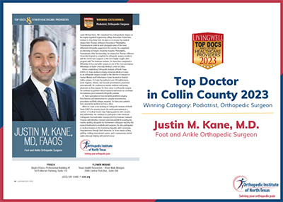 Dr. Justin Kane named Top Doctor 2022 by Living Well Magazine in Collin County
